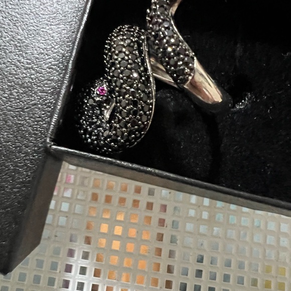 Stirring Silver 926 stamped and tested pave CZ snake ring NIOB - Picture 7 of 13